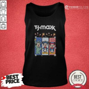 Original TJ Maxx Mickey Mouse Disney USA Patriotic Celebration tan top optimized featuring a patriotic Disney graphic
