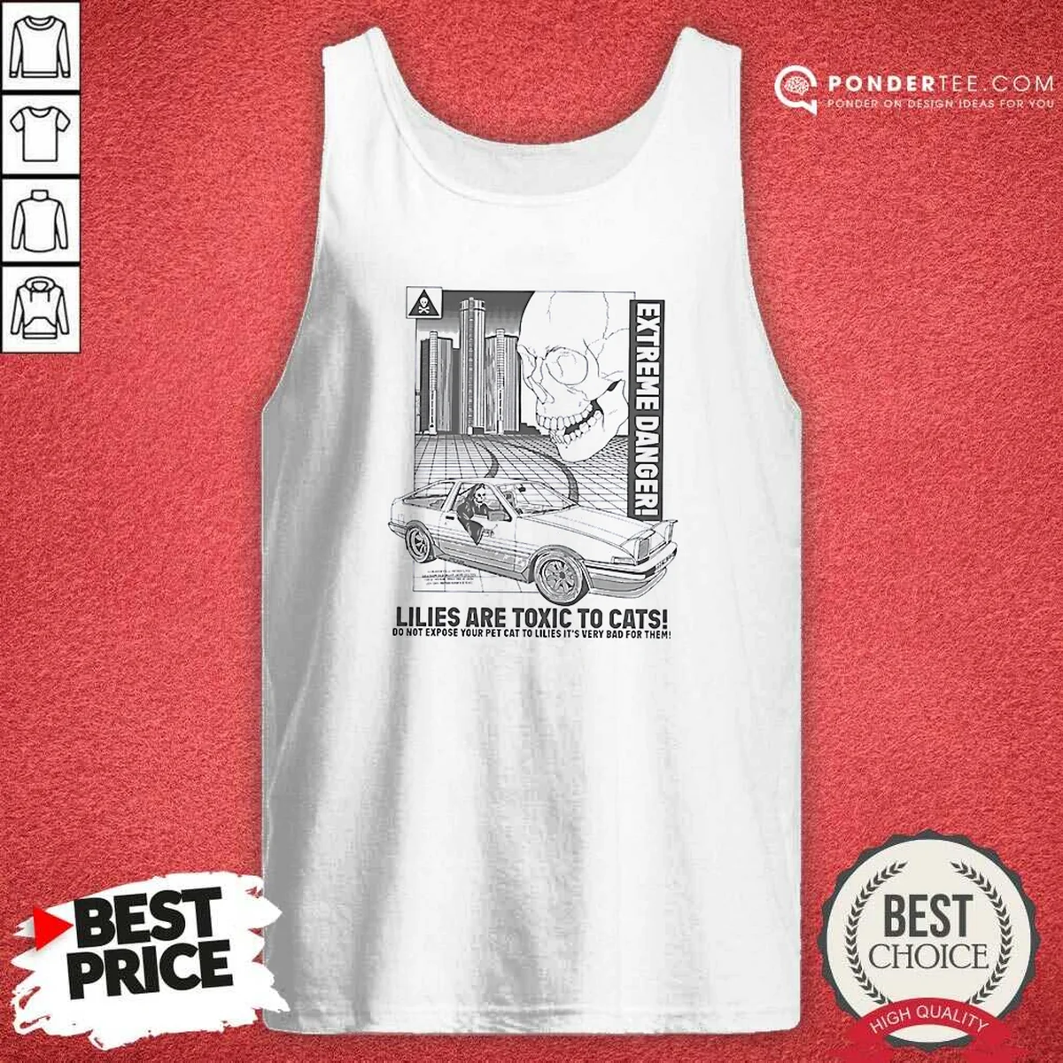 Pretty Lilies Are Toxic To Cats Extreme Danger Grim Reaper Toyota AE86 Drift Car Tank Top optimized for tank top fit