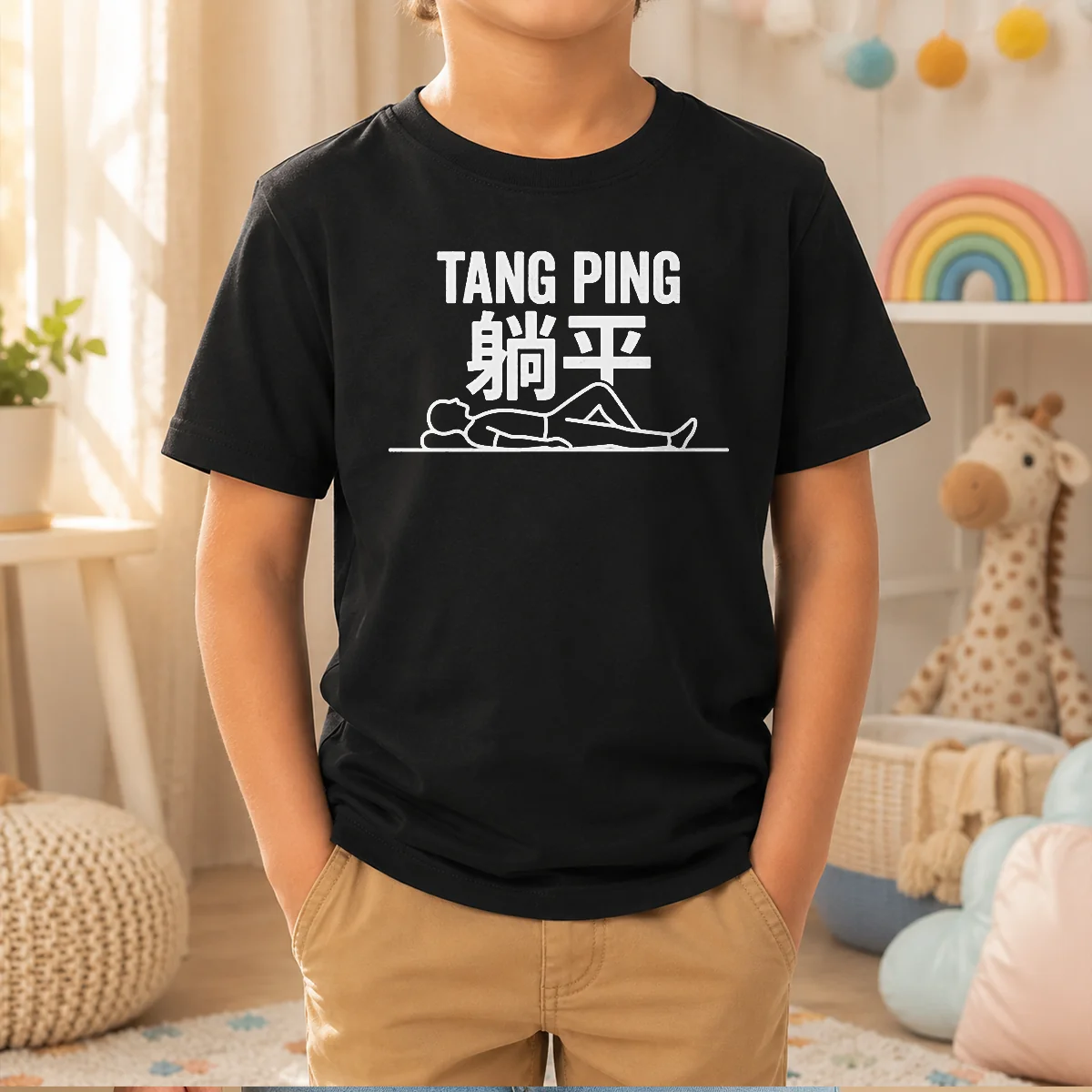 Good Tang Ping Lying Flat Anti Hustle Culture Kids T-Shirt