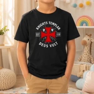 Hot Knights Templar Est 1119 Deus Vult Crusader Kids T-Shirt