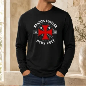 Hot Knights Templar Est 1119 Deus Vult Crusader Long Sleeve Shirt
