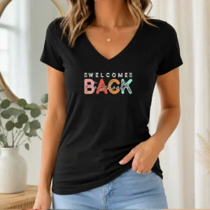 Hot Welcome Back To School Distressed Typography V-Neck Shirt