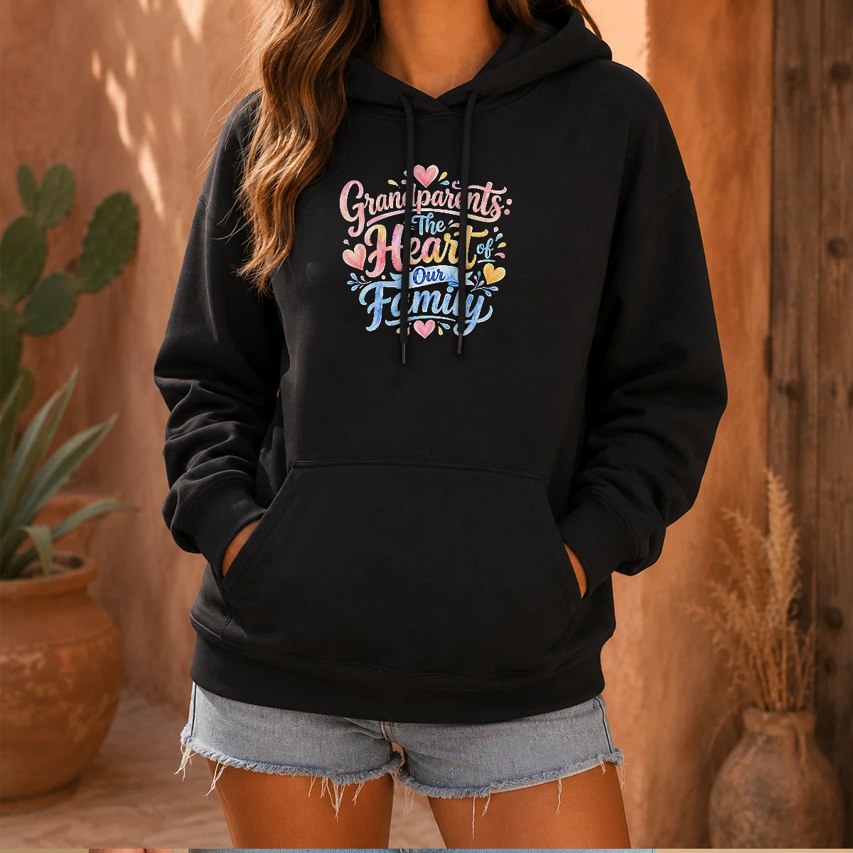 Nice Grandparents Day Heart Of Our Family Watercolor Hoodie