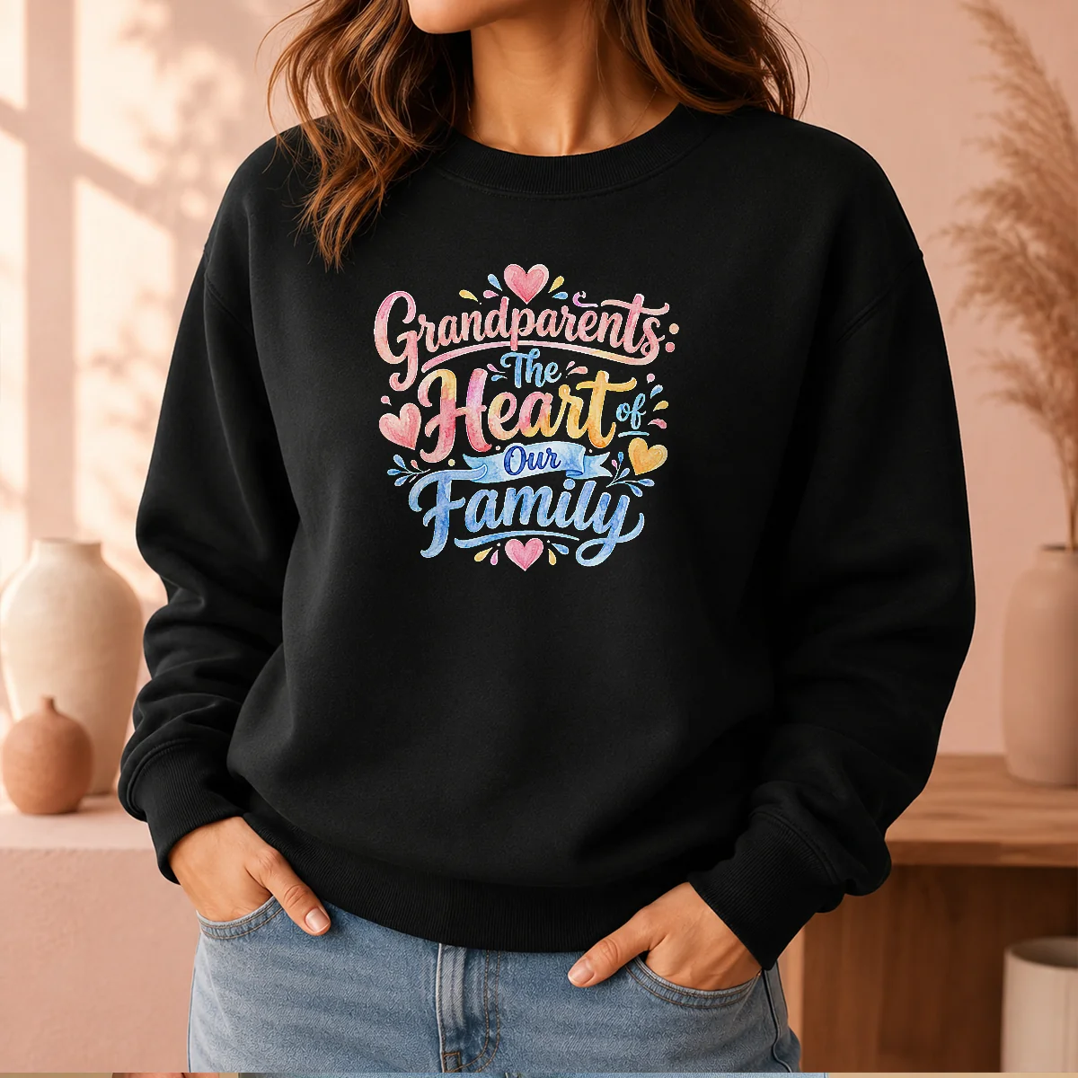 Nice Grandparents Day Heart Of Our Family Watercolor Sweater