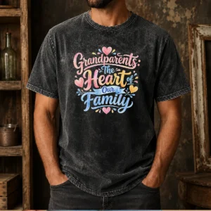 Nice Grandparents Day Heart Of Our Family Watercolor Washed T-Shirt