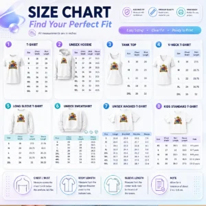 Size chart for Nice Original Labor Day Pride Pixel Worker Tee with measurements in inches and cm
