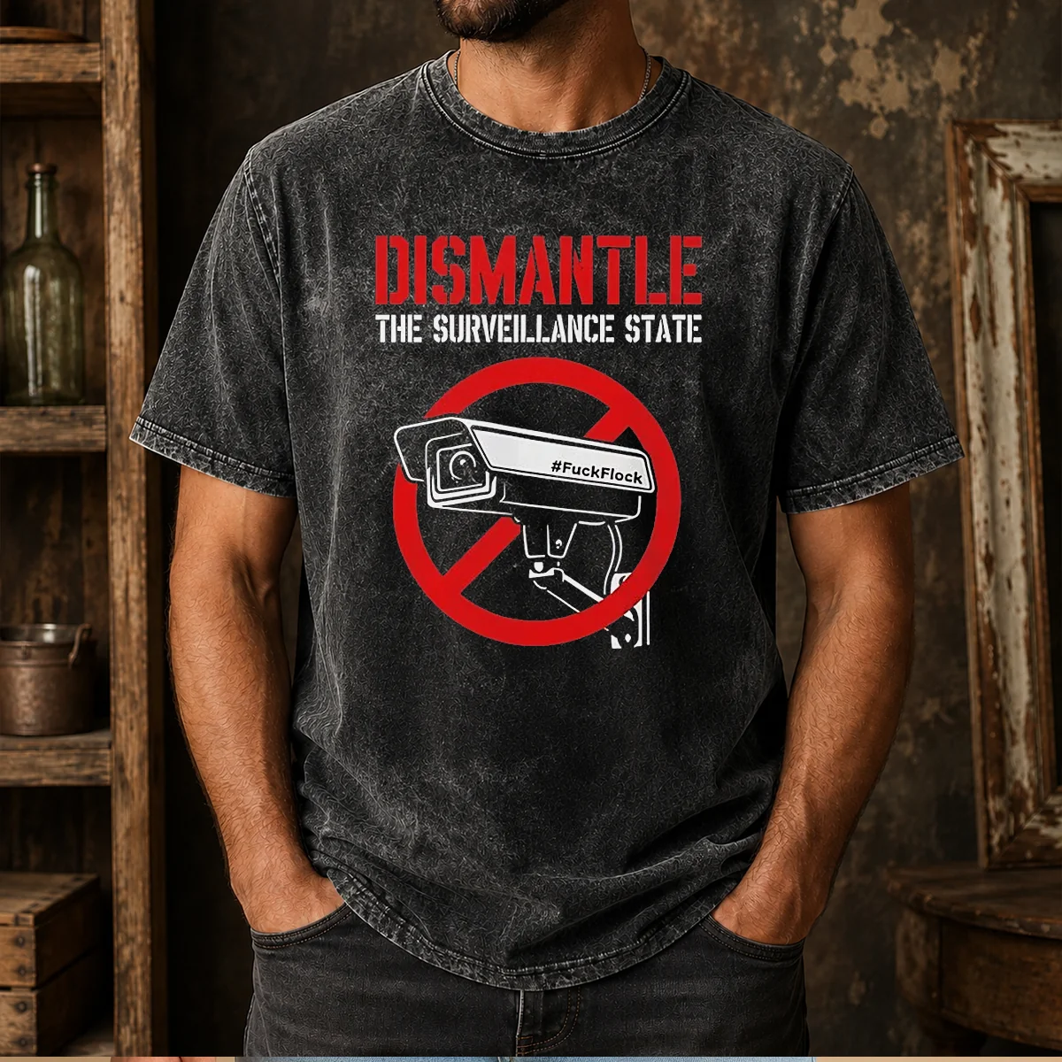 Official Dismantle The Surveillance State Washed T-Shirt