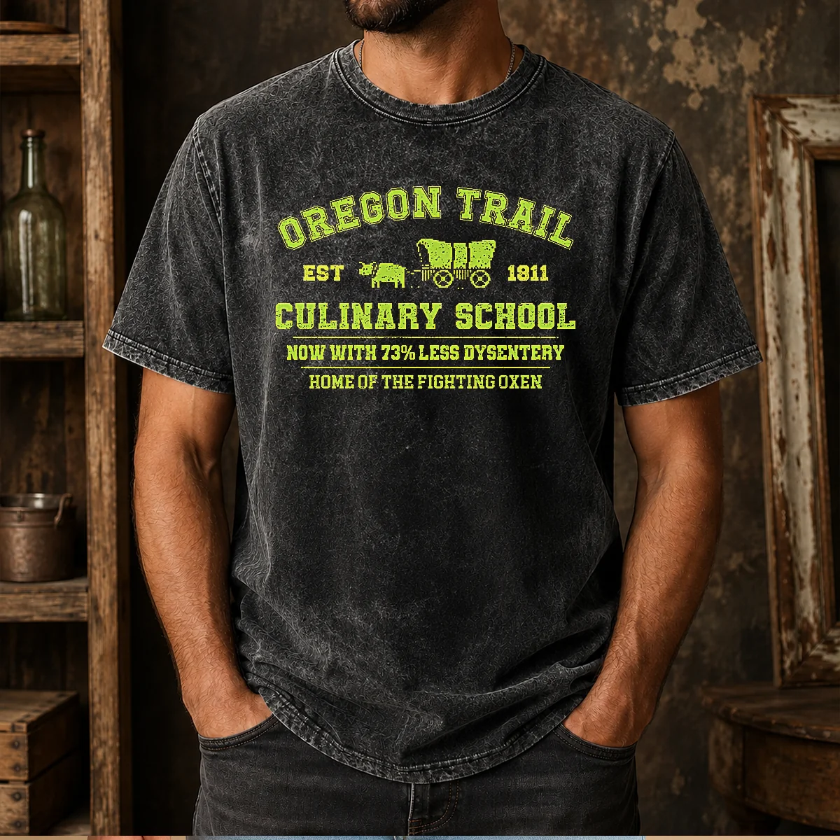 Official Oregon Trail Culinary School Washed T-Shirt