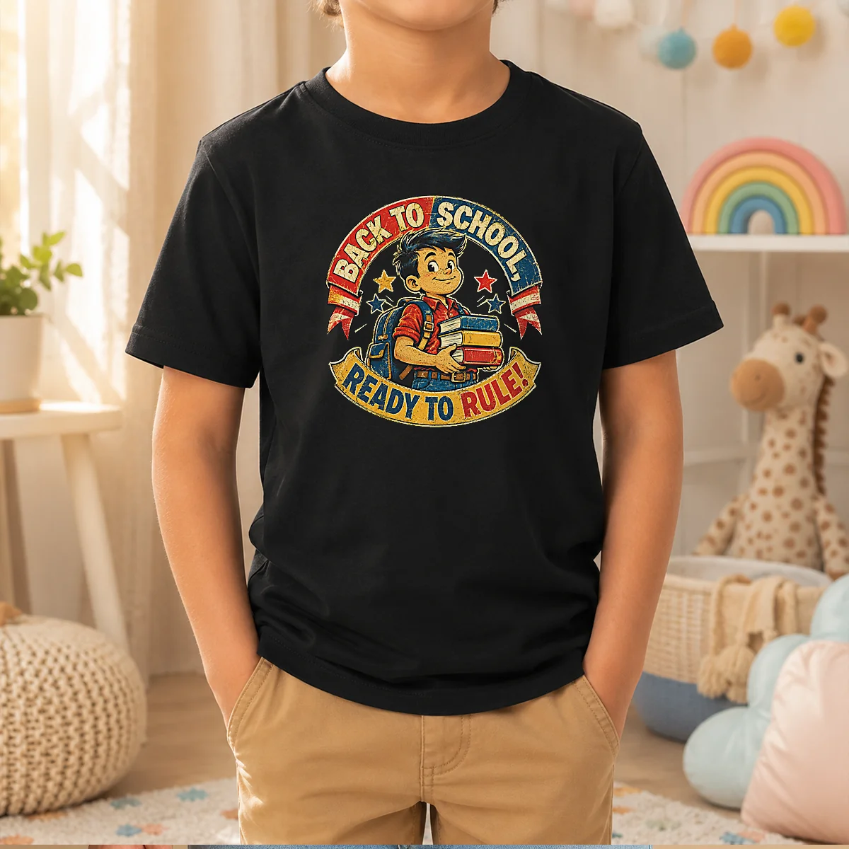 Pretty Back To School Ready To Rule Retro Distressed Kids T-Shirt