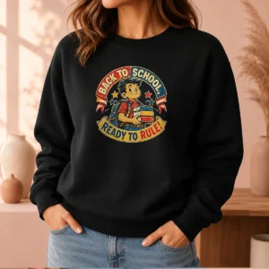 Pretty Back To School Ready To Rule Retro Distressed Sweater