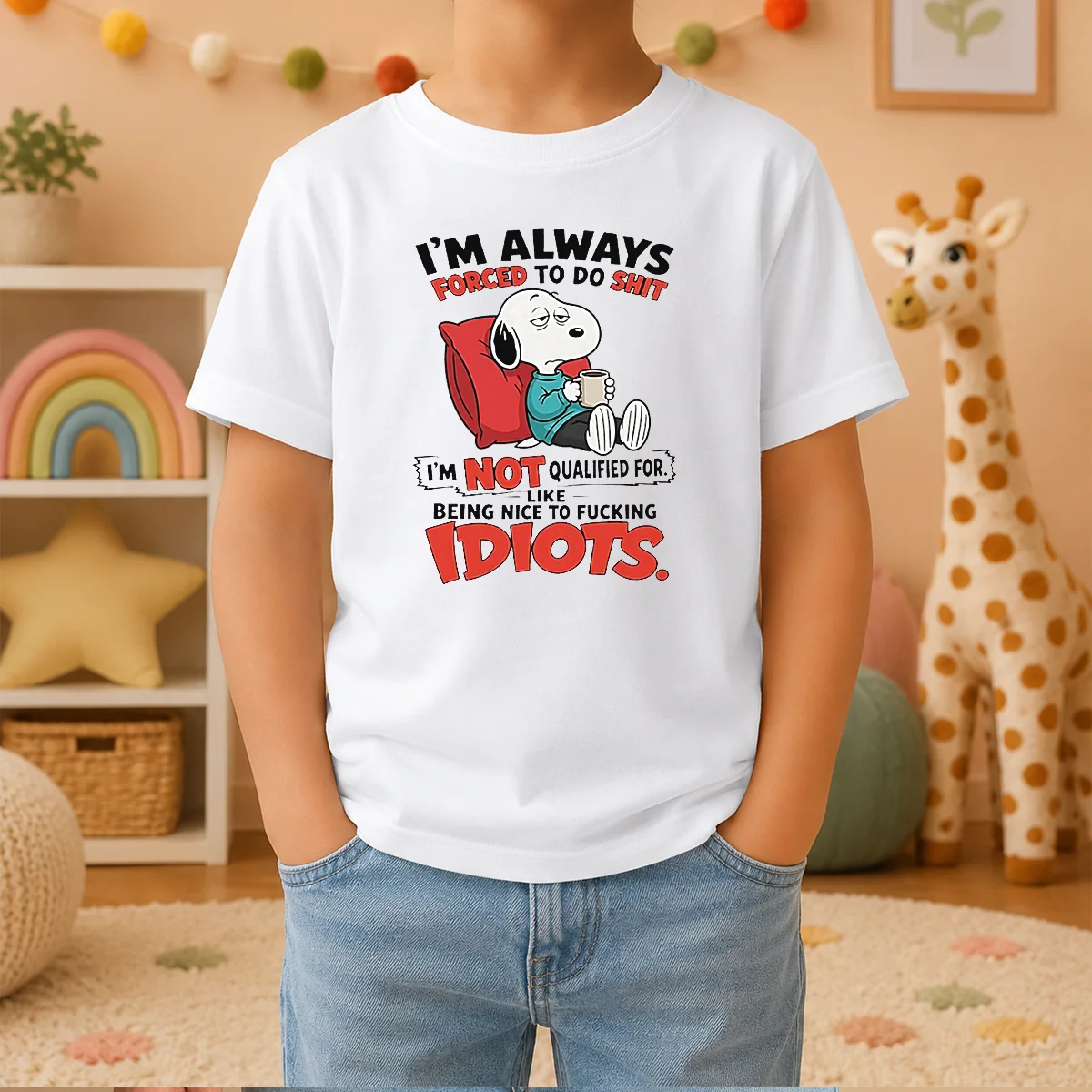 Pretty Im Always Forced To Do Shit Im Not Qualified For Like Being Nice To Fcking Idiots Kids T-Shirt