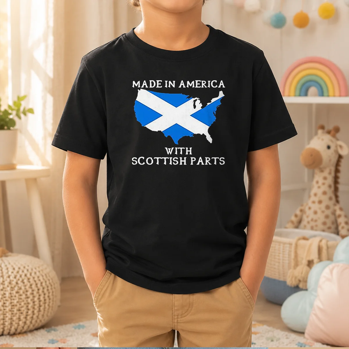 Pretty Scottish Heritage Made In America With Scottish Parts Kids T-Shirt