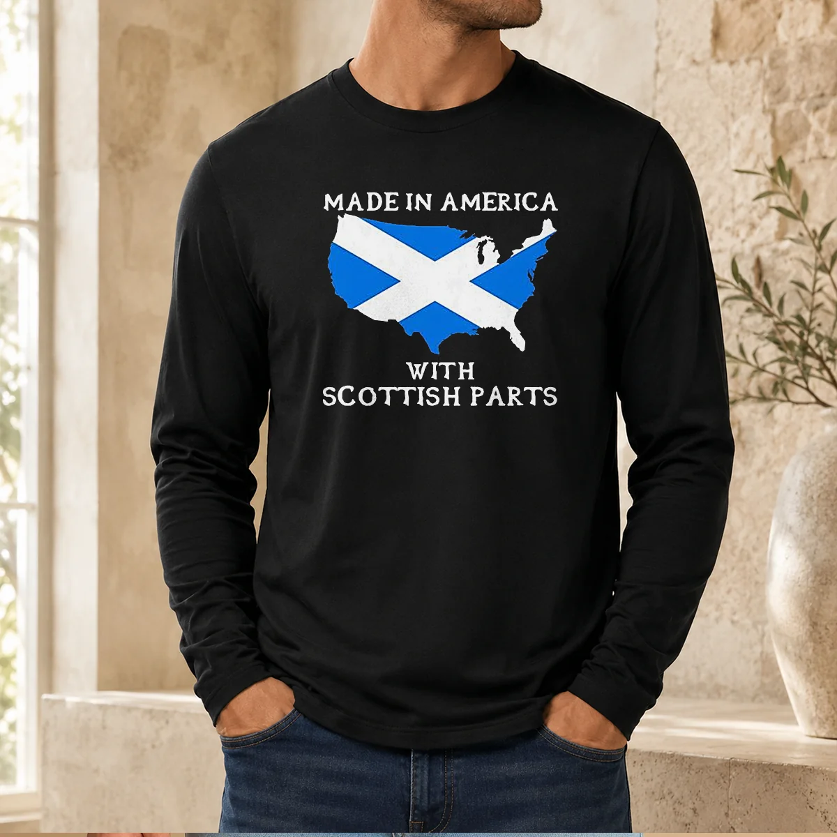 Pretty Scottish Heritage Made In America With Scottish Parts Long Sleeve Shirt