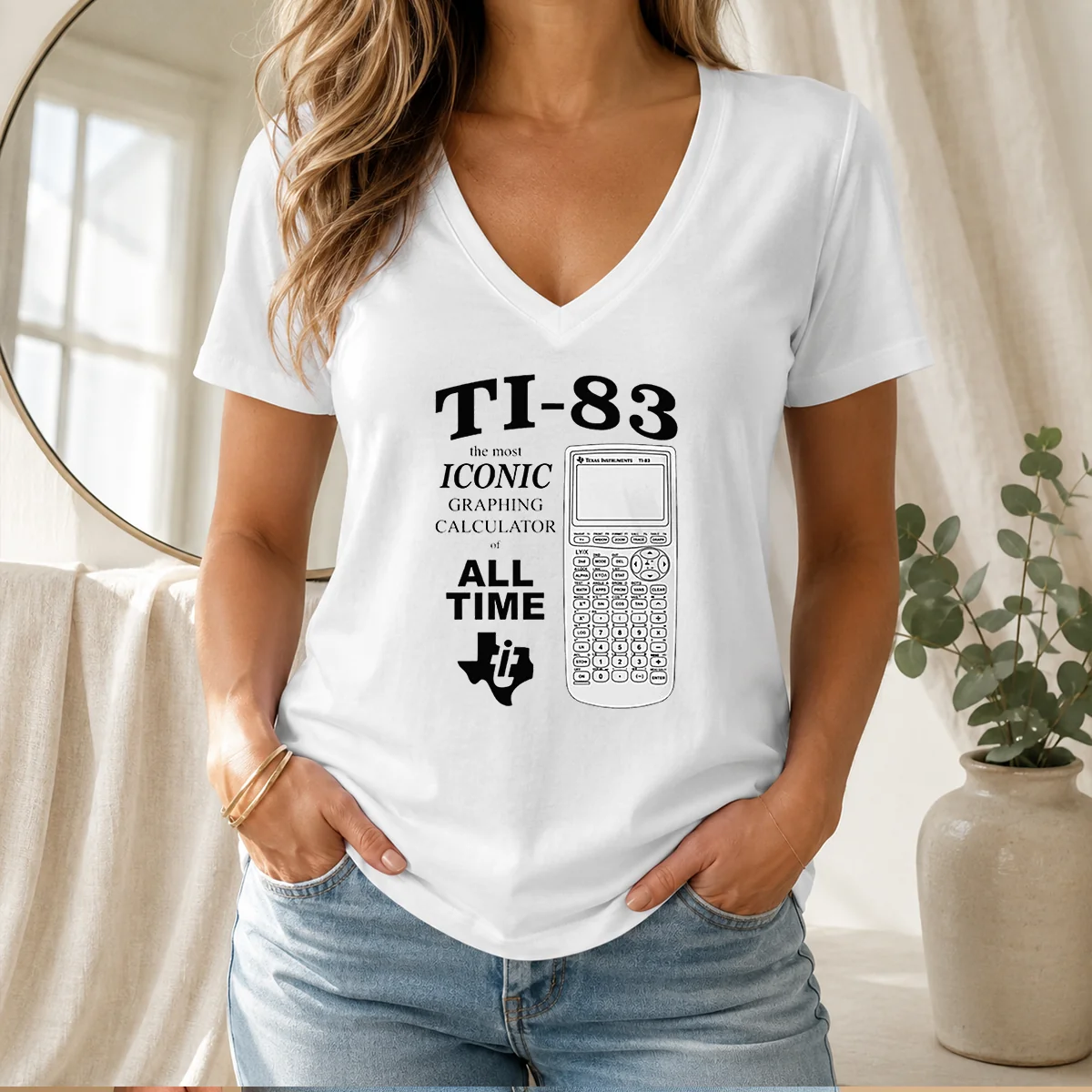 Pretty TI 83 The Most Iconic V-Neck Shirt Pretty TI 83 The Most Iconic V-Neck Shirt