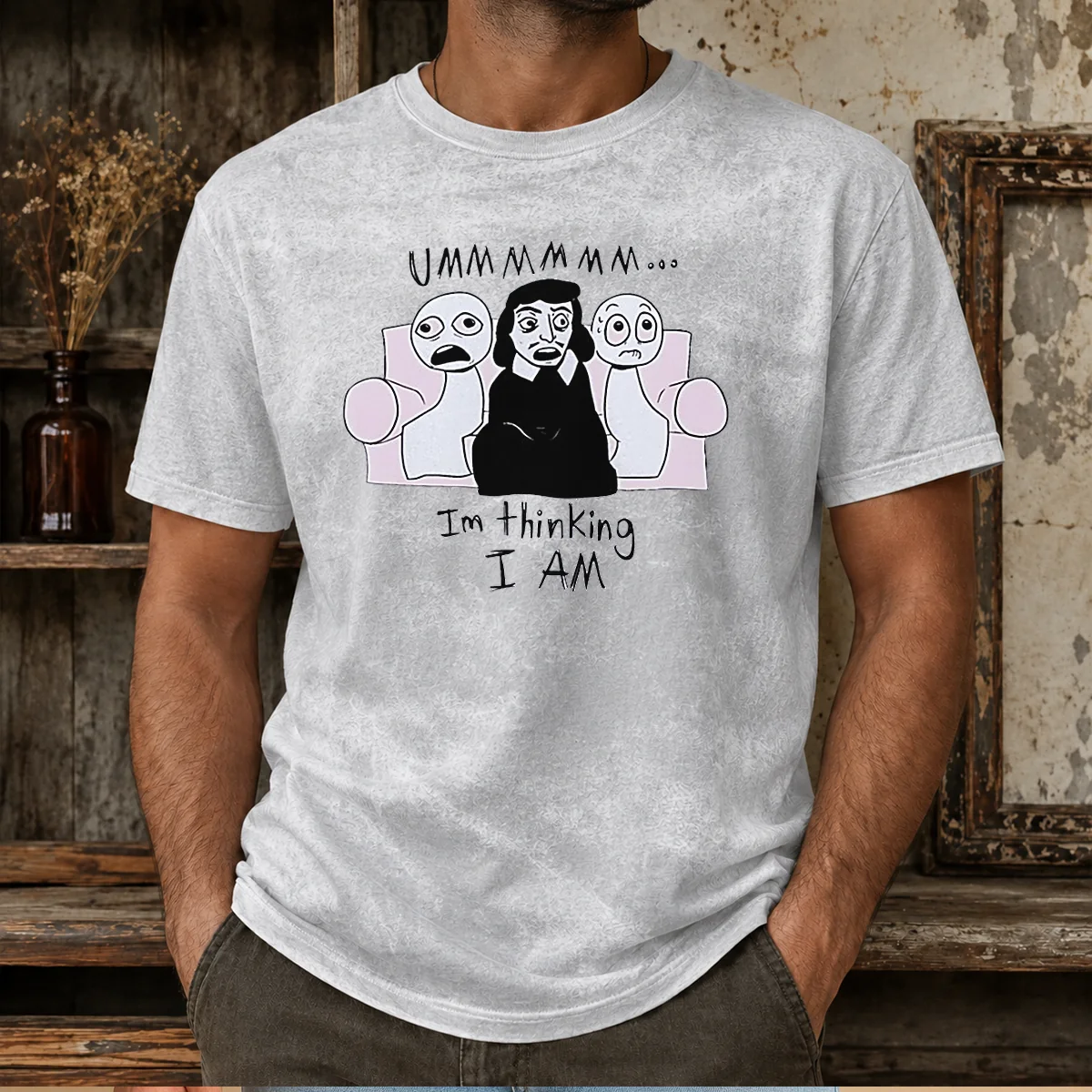 Nice René Descartes Ummmm Im Thinking I Am Meme Washed T-Shirt
