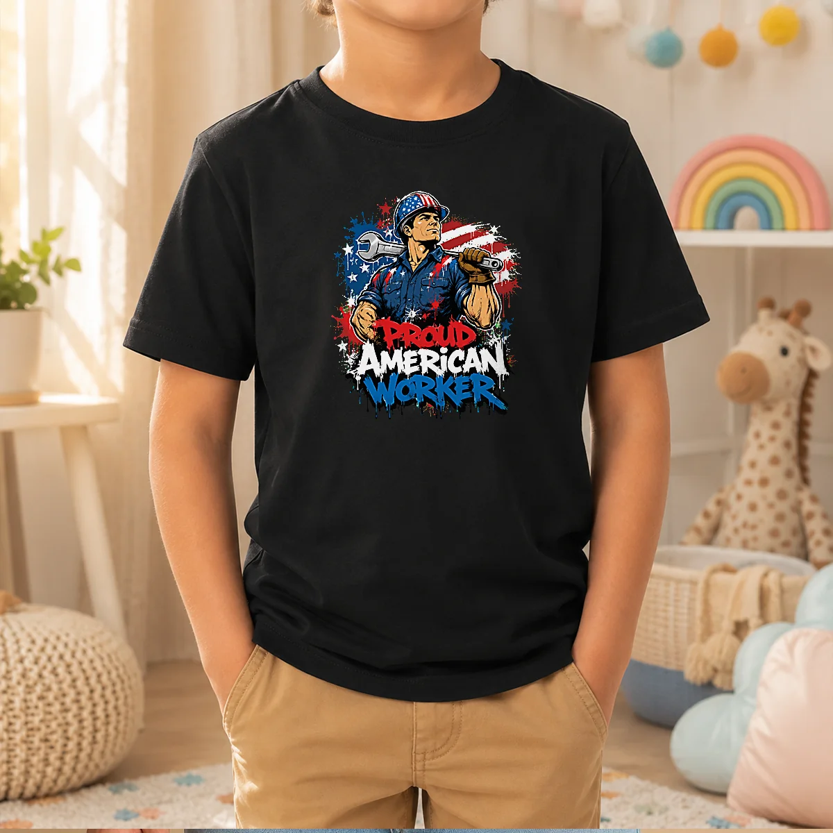 Official Good American Labour Day Proud Worker Graffiti Shirt - Image 9