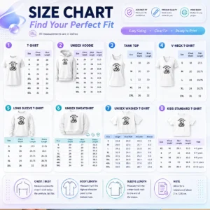 Size chart for Official Pretty Labour Day Proud American Worker Stencil with measurements in inches and cm to help choose the right fit