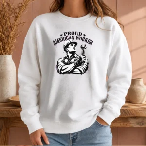 Official Pretty Labour Day Proud American Worker Stencil Sweater