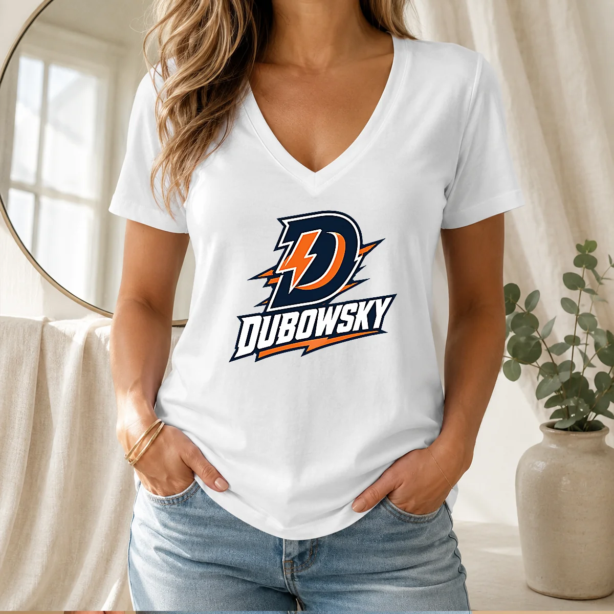 Original Dubowsky Lightning Bolt D Letter V-Neck Shirt Original Dubowsky Lightning Bolt D Letter V-Neck Shirt