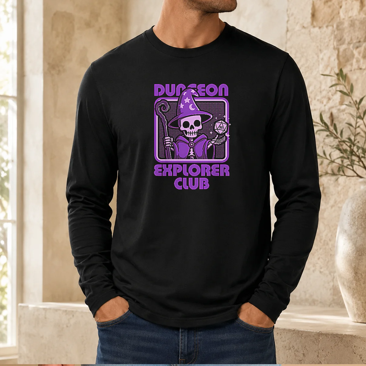 Original RPG Mage Skull Long Sleeve Shirt
