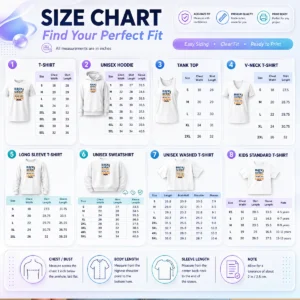 Size chart for Pretty Premium Back To School Boss Mode Minimalist Typography with measurements in inches and cm to help choose the right fit